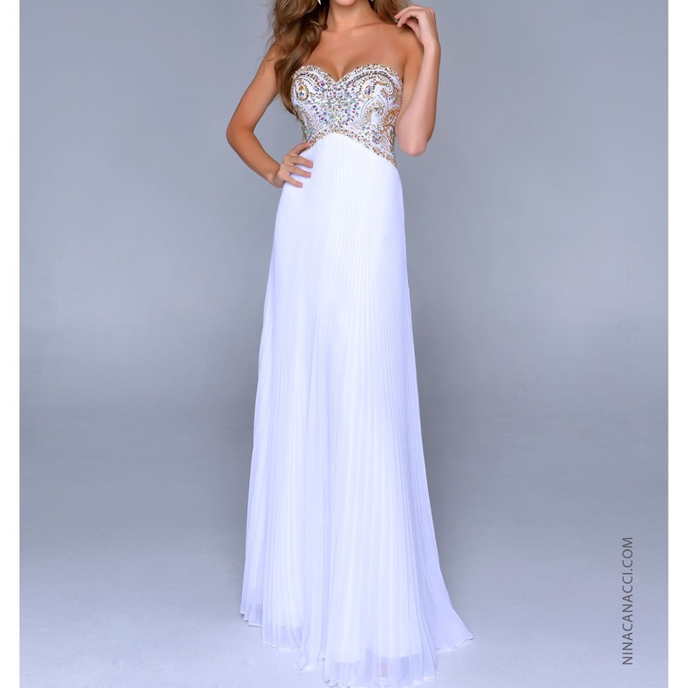 Nina Canacci White Dress Bejeweled